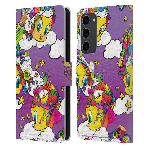 Looney Tunes Patterns Tweety Purple Leather Book Wallet Case Cover For Samsung Galaxy S23+ 5G