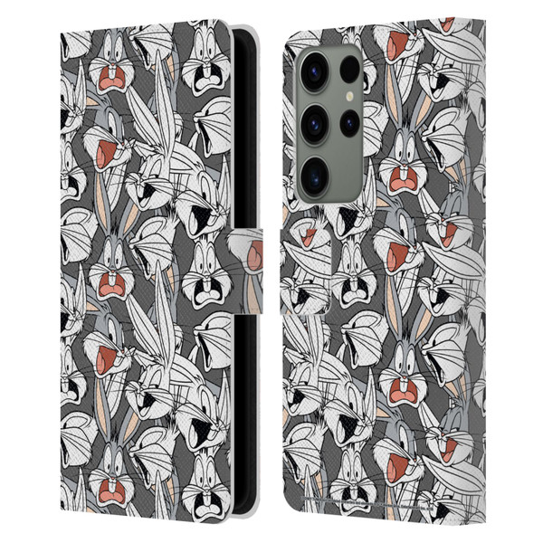 Looney Tunes Patterns Bugs Bunny Leather Book Wallet Case Cover For Samsung Galaxy S23 Ultra 5G