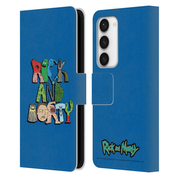 Rick And Morty Season 3 Character Art Typography Leather Book Wallet Case Cover For Samsung Galaxy S23 5G