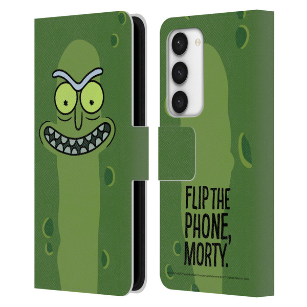 Rick And Morty Season 3 Graphics Pickle Rick Leather Book Wallet Case Cover For Samsung Galaxy S23 5G