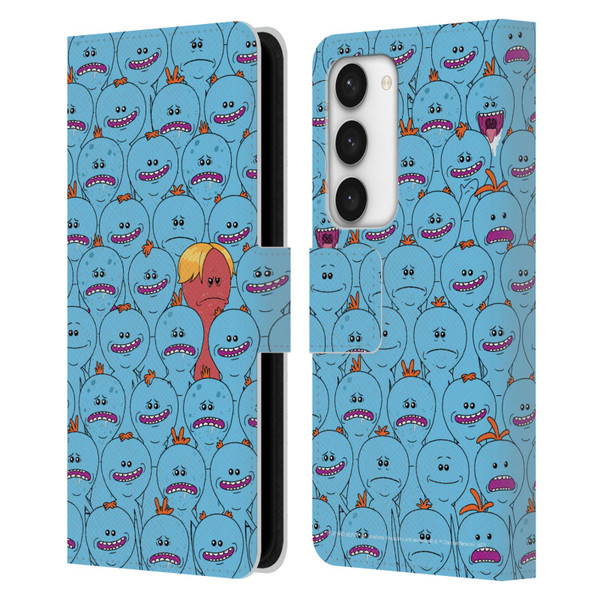 Rick And Morty Season 4 Graphics Mr. Meeseeks Pattern Leather Book Wallet Case Cover For Samsung Galaxy S23 5G