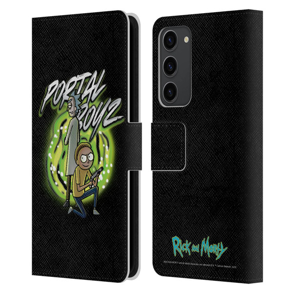 Rick And Morty Season 5 Graphics Portal Boyz Leather Book Wallet Case Cover For Samsung Galaxy S23+ 5G
