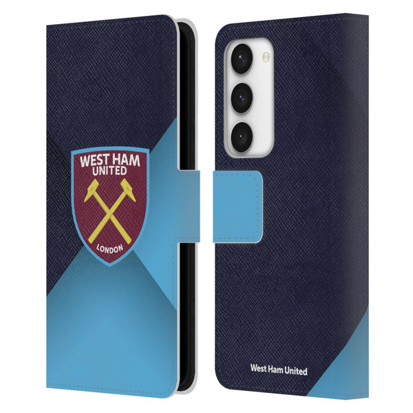 West Ham United FC Crest Blue Gradient Leather Book Wallet Case Cover For Samsung Galaxy S23 5G