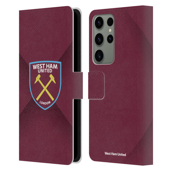 West Ham United FC Crest Gradient Leather Book Wallet Case Cover For Samsung Galaxy S23 Ultra 5G