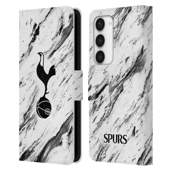 Tottenham Hotspur F.C. Badge Black And White Marble Leather Book Wallet Case Cover For Samsung Galaxy S23 5G