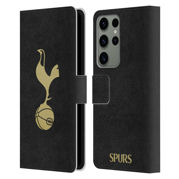 Tottenham Hotspur F.C. Badge Black And Gold Leather Book Wallet Case Cover For Samsung Galaxy S23 Ultra 5G