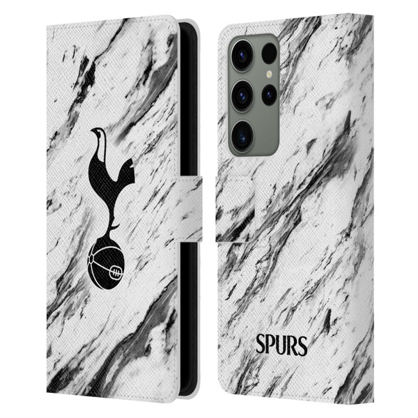 Tottenham Hotspur F.C. Badge Black And White Marble Leather Book Wallet Case Cover For Samsung Galaxy S23 Ultra 5G
