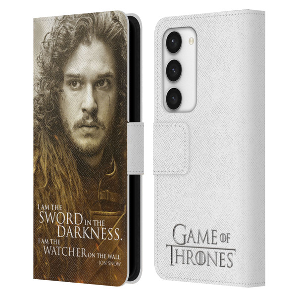 HBO Game of Thrones Character Portraits Jon Snow Leather Book Wallet Case Cover For Samsung Galaxy S23 5G