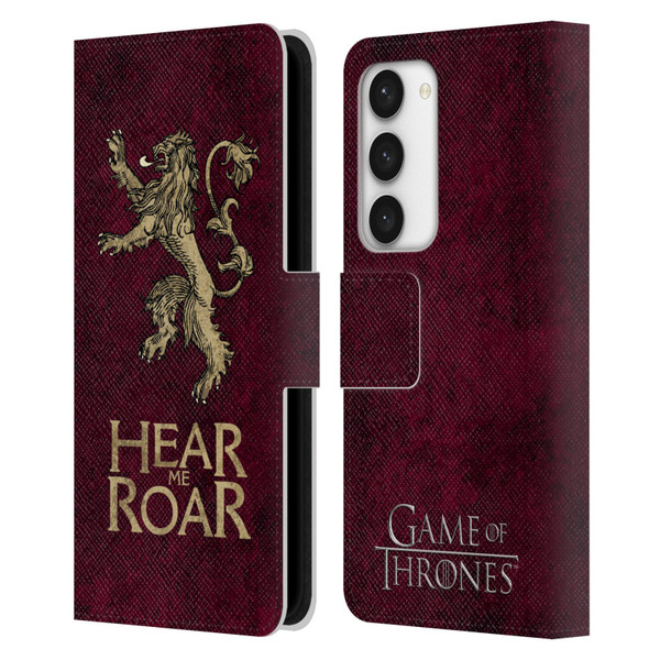 HBO Game of Thrones Dark Distressed Look Sigils Lannister Leather Book Wallet Case Cover For Samsung Galaxy S23 5G