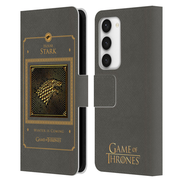 HBO Game of Thrones Golden Sigils Stark Border Leather Book Wallet Case Cover For Samsung Galaxy S23 5G