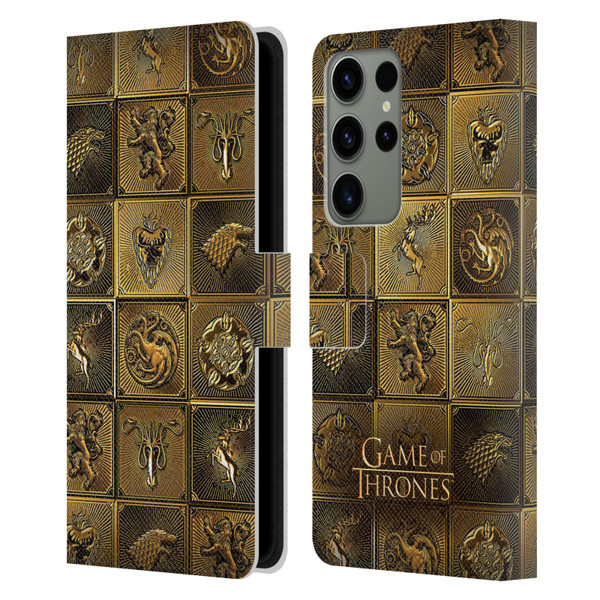 HBO Game of Thrones Golden Sigils All Houses Leather Book Wallet Case Cover For Samsung Galaxy S23 Ultra 5G
