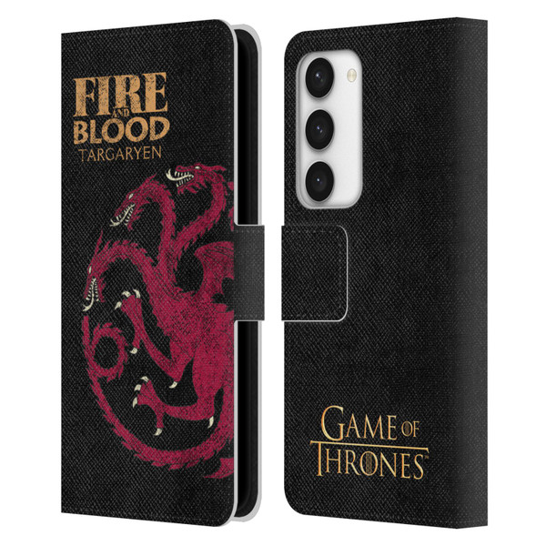 HBO Game of Thrones House Mottos Targaryen Leather Book Wallet Case Cover For Samsung Galaxy S23 5G