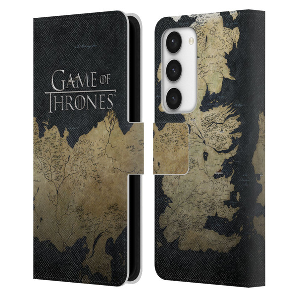 HBO Game of Thrones Key Art Westeros Map Leather Book Wallet Case Cover For Samsung Galaxy S23 5G