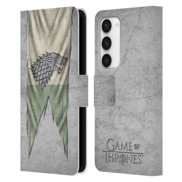 HBO Game of Thrones Sigil Flags Stark Leather Book Wallet Case Cover For Samsung Galaxy S23 5G