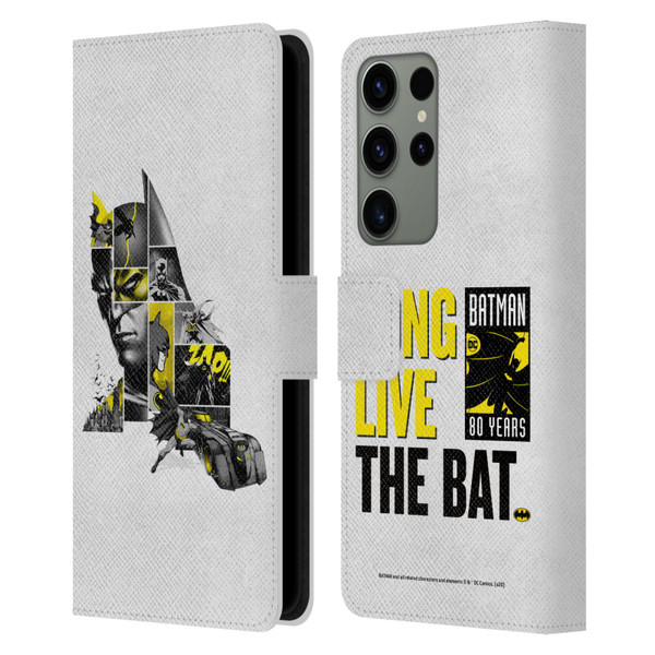 Batman DC Comics 80th Anniversary Collage Leather Book Wallet Case Cover For Samsung Galaxy S23 Ultra 5G