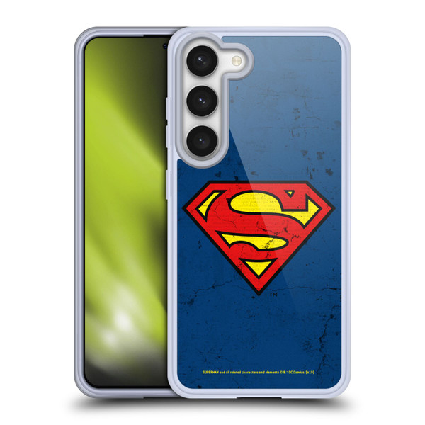 Superman DC Comics Logos Distressed Look Soft Gel Case for Samsung Galaxy S23 5G