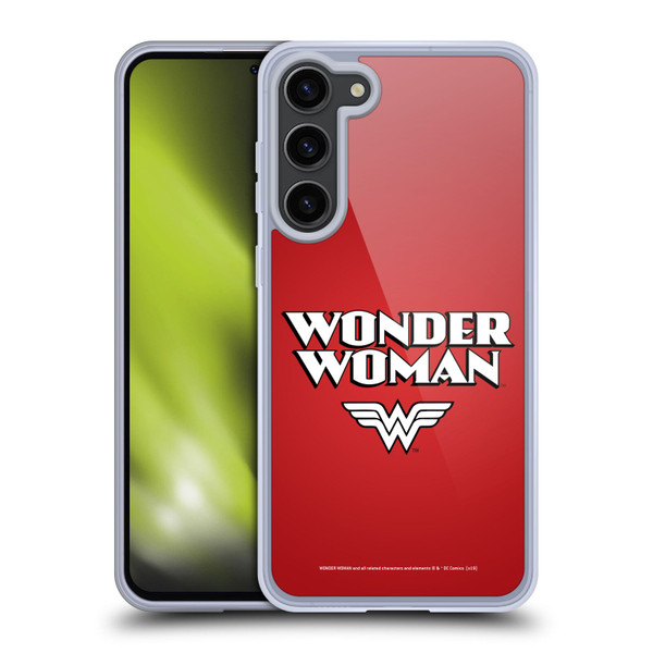 Wonder Woman DC Comics Logos Text Soft Gel Case for Samsung Galaxy S23+ 5G