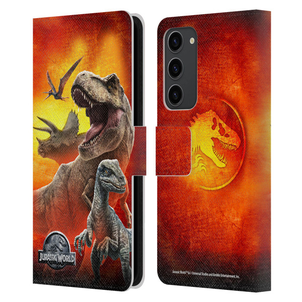 Jurassic World Key Art Dinosaurs Leather Book Wallet Case Cover For Samsung Galaxy S23+ 5G