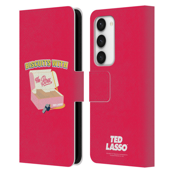Ted Lasso Season 1 Graphics Biscuits With The Boss Leather Book Wallet Case Cover For Samsung Galaxy S23 5G