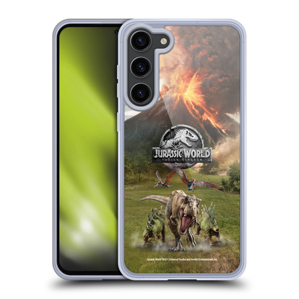 Jurassic World Fallen Kingdom Key Art Dinosaurs Escape Soft Gel Case for Samsung Galaxy S23+ 5G