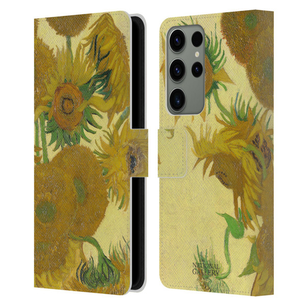 The National Gallery Art Sunflowers Leather Book Wallet Case Cover For Samsung Galaxy S23 Ultra 5G