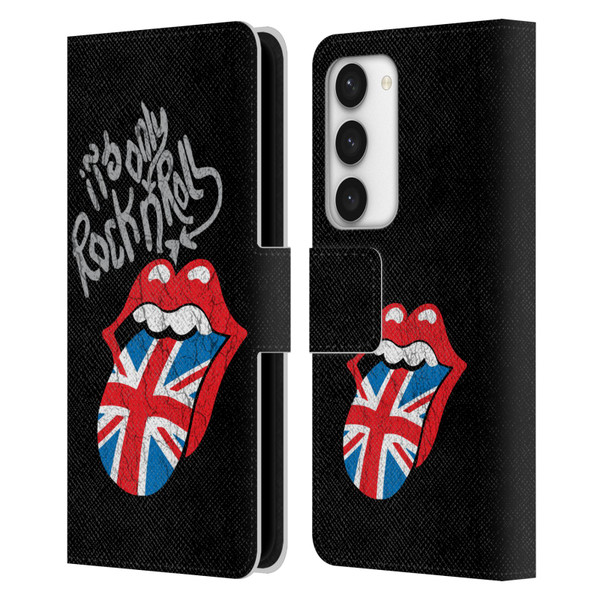 The Rolling Stones Albums Only Rock And Roll Distressed Leather Book Wallet Case Cover For Samsung Galaxy S23 5G