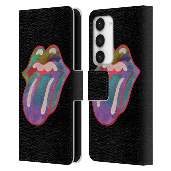 The Rolling Stones Graphics Watercolour Tongue Leather Book Wallet Case Cover For Samsung Galaxy S23 5G