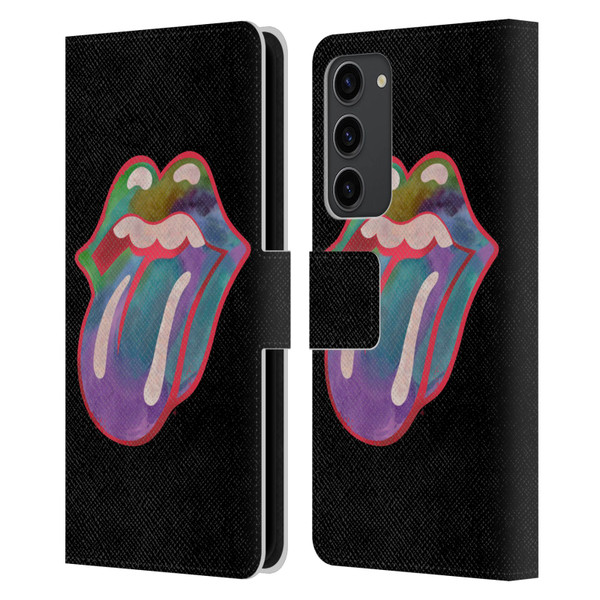 The Rolling Stones Graphics Watercolour Tongue Leather Book Wallet Case Cover For Samsung Galaxy S23+ 5G