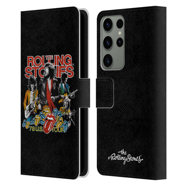 The Rolling Stones Key Art 78 Us Tour Vintage Leather Book Wallet Case Cover For Samsung Galaxy S23 Ultra 5G