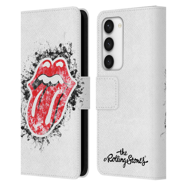The Rolling Stones Licks Collection Distressed Look Tongue Leather Book Wallet Case Cover For Samsung Galaxy S23 5G