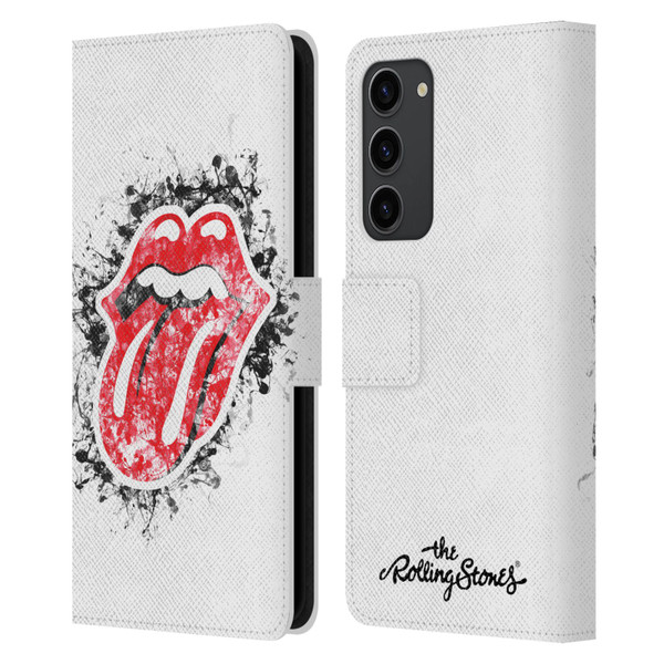 The Rolling Stones Licks Collection Distressed Look Tongue Leather Book Wallet Case Cover For Samsung Galaxy S23+ 5G