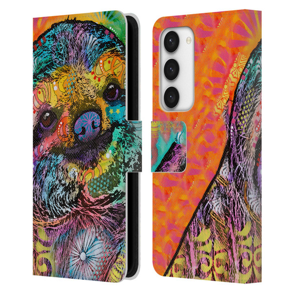 Dean Russo Wildlife 3 Sloth Leather Book Wallet Case Cover For Samsung Galaxy S23 5G