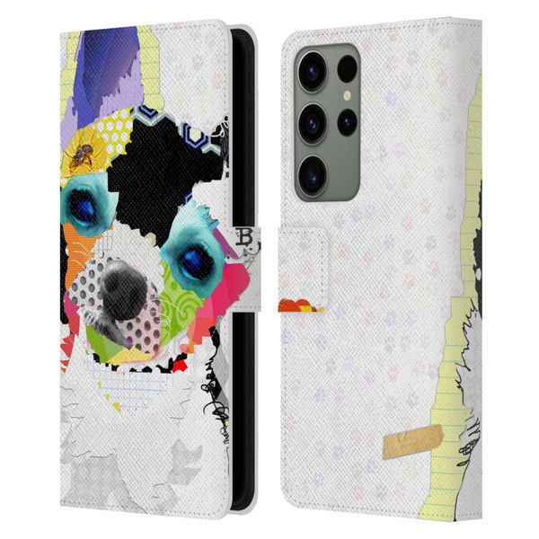 Michel Keck Dogs 2 Chihuahua Leather Book Wallet Case Cover For Samsung Galaxy S23 Ultra 5G