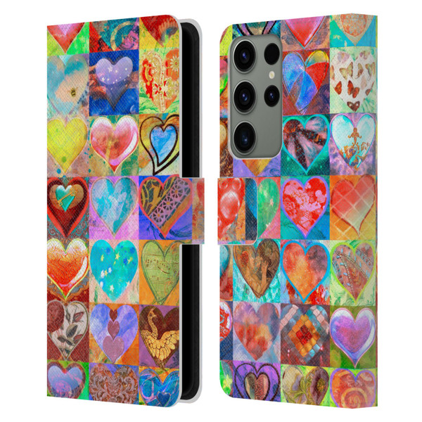 Aimee Stewart Colourful Sweets Hearts Grid Leather Book Wallet Case Cover For Samsung Galaxy S23 Ultra 5G