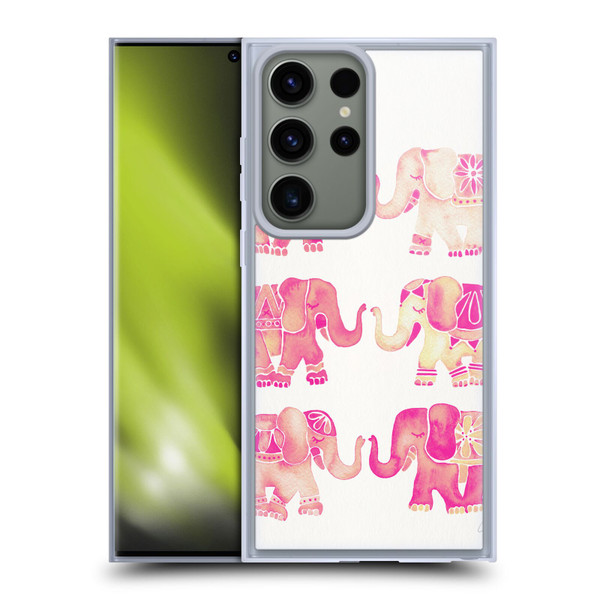 Cat Coquillette Animals 2 Pink Elephants Soft Gel Case for Samsung Galaxy S23 Ultra 5G