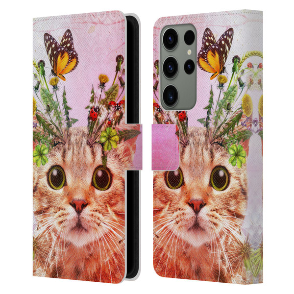 Jena DellaGrottaglia Animals Kitty Leather Book Wallet Case Cover For Samsung Galaxy S23 Ultra 5G