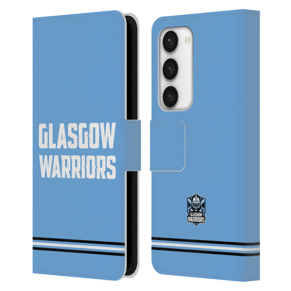 Glasgow Warriors Logo Text Type Blue Leather Book Wallet Case Cover For Samsung Galaxy S23 5G