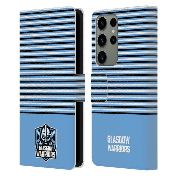Glasgow Warriors Logo Stripes Blue 2 Leather Book Wallet Case Cover For Samsung Galaxy S23 Ultra 5G