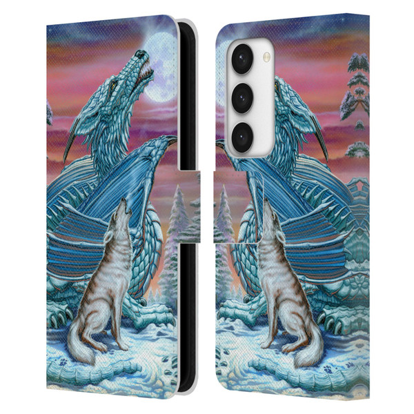 Ed Beard Jr Dragons Moon Song Wolf Moon Leather Book Wallet Case Cover For Samsung Galaxy S23 5G