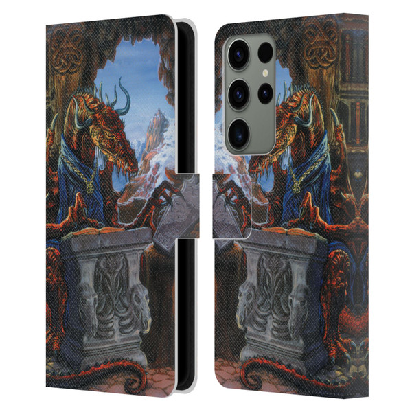 Ed Beard Jr Dragons Ancient Scholar Leather Book Wallet Case Cover For Samsung Galaxy S23 Ultra 5G