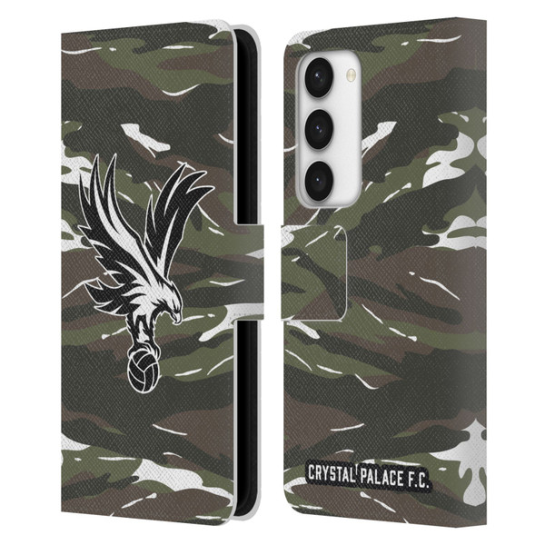 Crystal Palace FC Crest Woodland Camouflage Leather Book Wallet Case Cover For Samsung Galaxy S23 5G