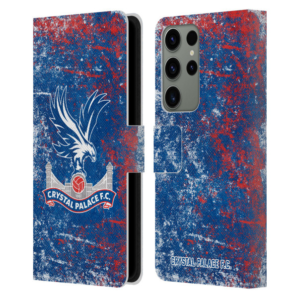 Crystal Palace FC Crest Distressed Leather Book Wallet Case Cover For Samsung Galaxy S23 Ultra 5G