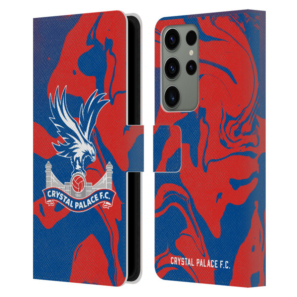 Crystal Palace FC Crest Red And Blue Marble Leather Book Wallet Case Cover For Samsung Galaxy S23 Ultra 5G