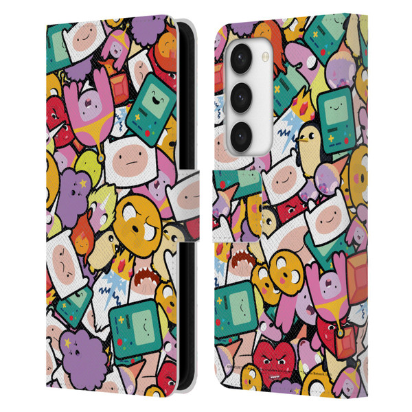 Adventure Time Graphics Pattern Leather Book Wallet Case Cover For Samsung Galaxy S23 5G