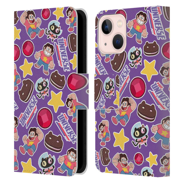Steven Universe Graphics Icons Leather Book Wallet Case Cover For Apple iPhone 13 Mini