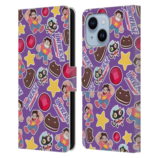 Steven Universe Graphics Icons Leather Book Wallet Case Cover For Apple iPhone 14 Plus