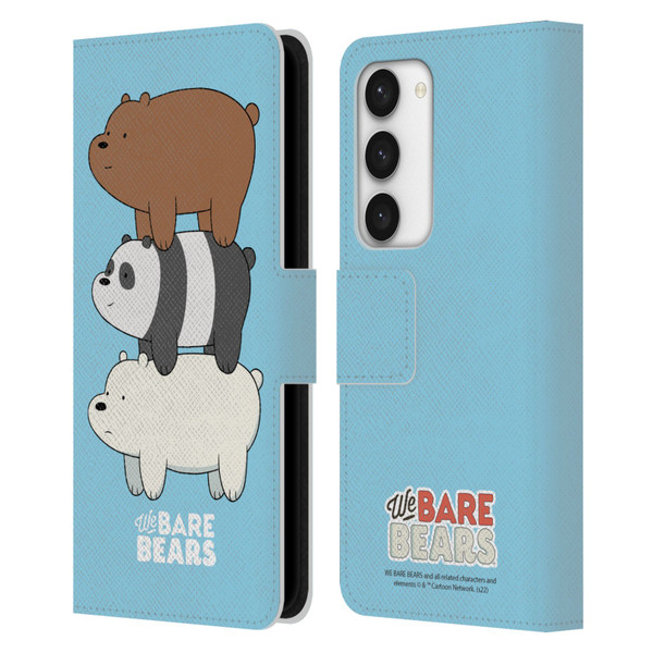 We Bare Bears Character Art Group 3 Leather Book Wallet Case Cover For Samsung Galaxy S23 5G