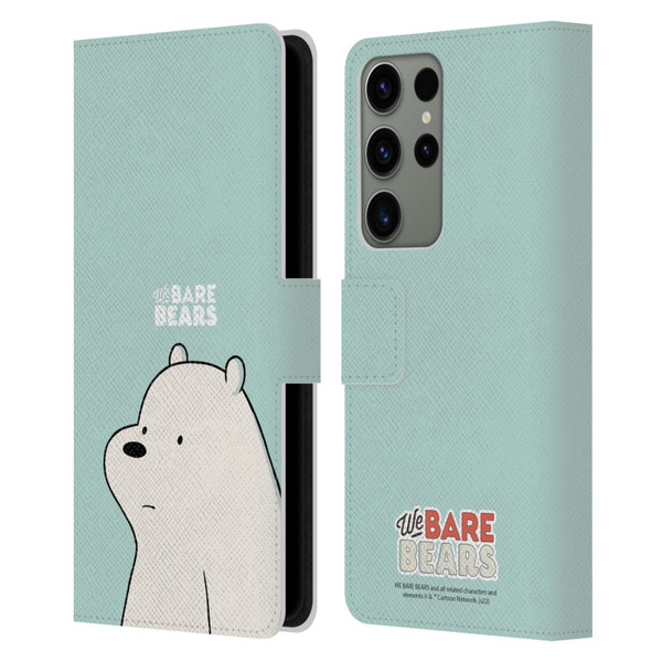 We Bare Bears Character Art Ice Bear Leather Book Wallet Case Cover For Samsung Galaxy S23 Ultra 5G