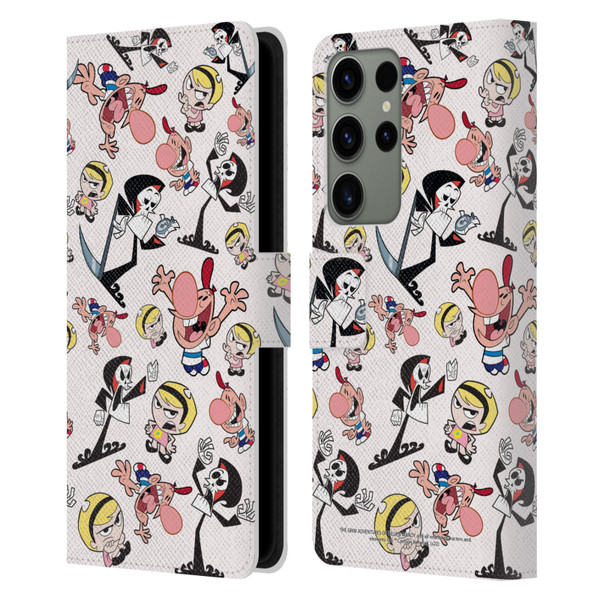 The Grim Adventures of Billy & Mandy Graphics Icons Leather Book Wallet Case Cover For Samsung Galaxy S23 Ultra 5G