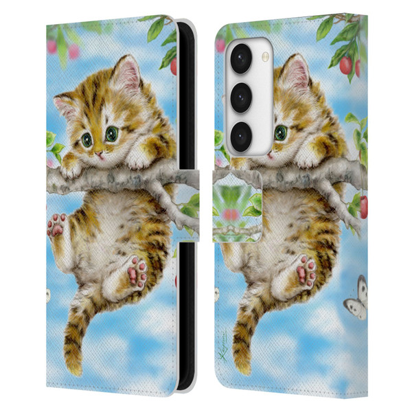 Kayomi Harai Animals And Fantasy Cherry Tree Kitten Leather Book Wallet Case Cover For Samsung Galaxy S23 5G